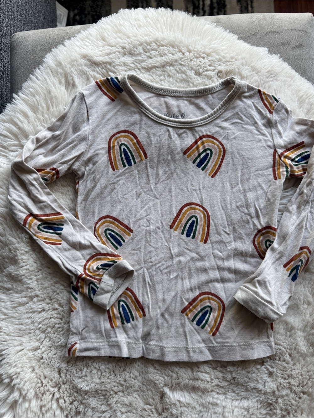 Kyte Baby 18-24mos Long-Sleeve Rainbow Tee - Neutral/Cream